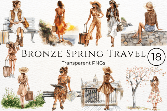 Download Bronze Spring Travel Watercolor Cliparts - Travel watercolor clipart Collection