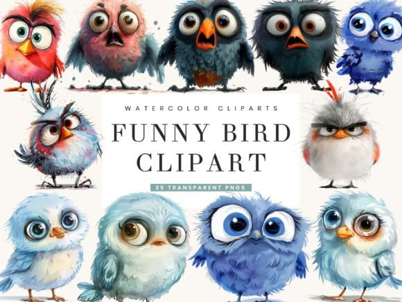 Download Watercolor Funny Bird Clipart Bundle - Premium Resources
