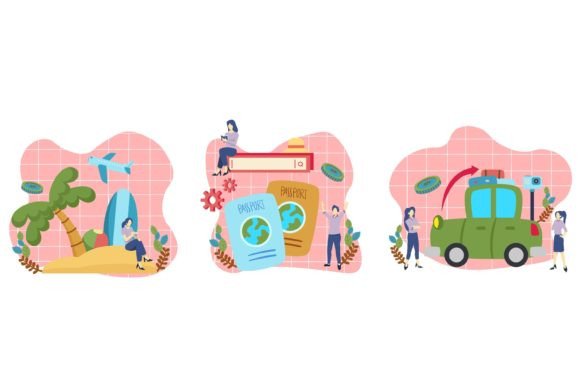 Download Flat Bundle Happy Travel Illustration - Happy Collection