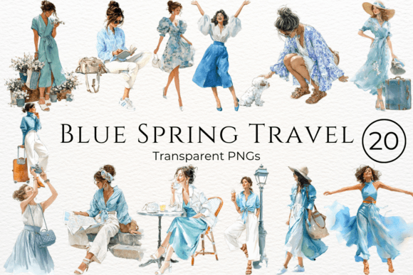 Download Blue Spring Travel Watercolor Clipart - Travel watercolor clipart Collection
