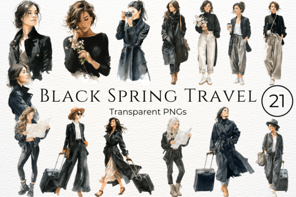 Download Black Spring Travel Watercolor Clipart - Travel watercolor clipart Collection