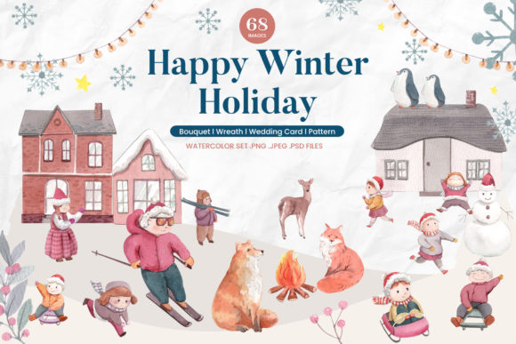 Download Happy Winter Holiday Watercolor - Happy Collection