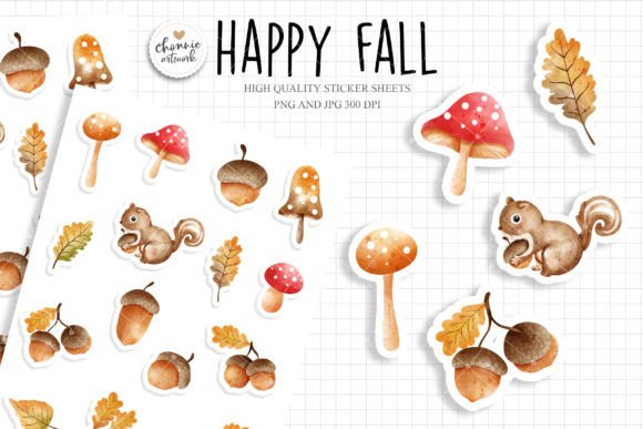 Download Acorn Sticker Sheets, Happy Fall Sticker - Happy Collection